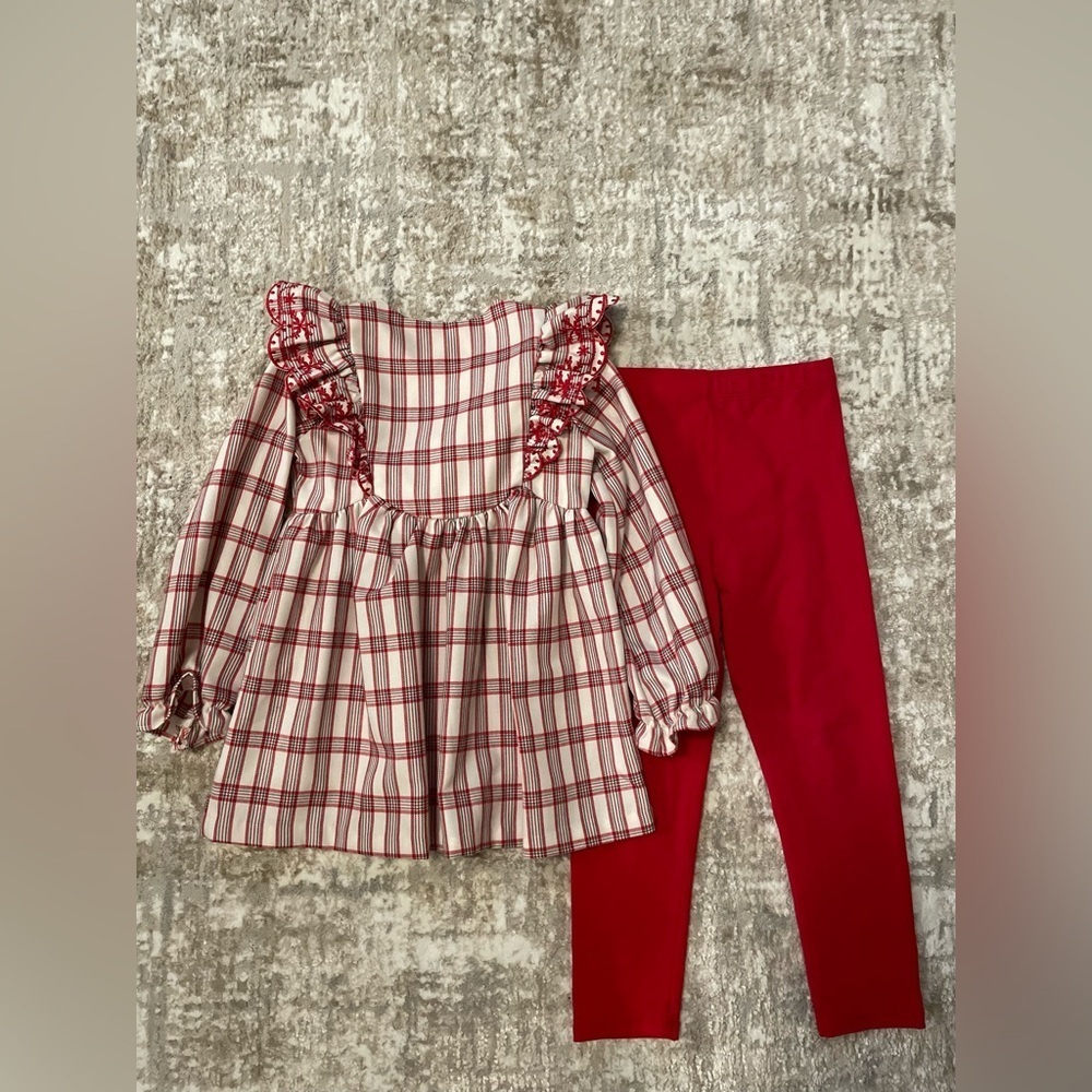 Bonnie Jean Red and White Plaid Kids Matching Set size 6X-NWOT